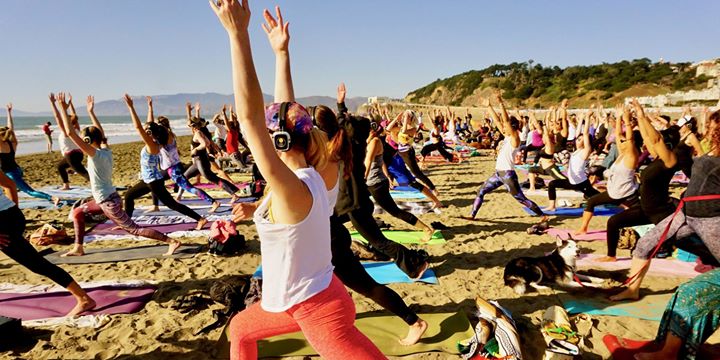 Silent Disco Beach Yoga