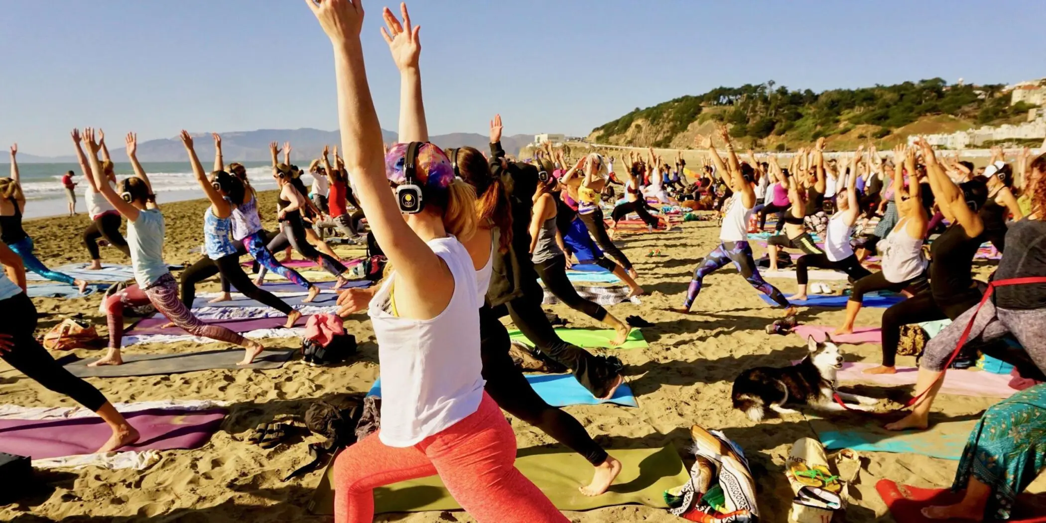 silent disco beach yoga