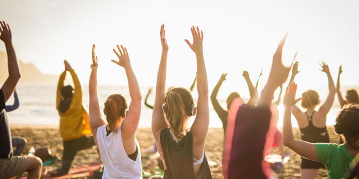 Silent Disco Beach Yoga