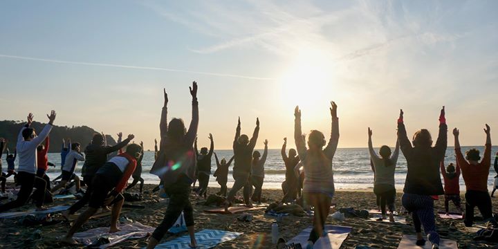 silent disco beach yoga