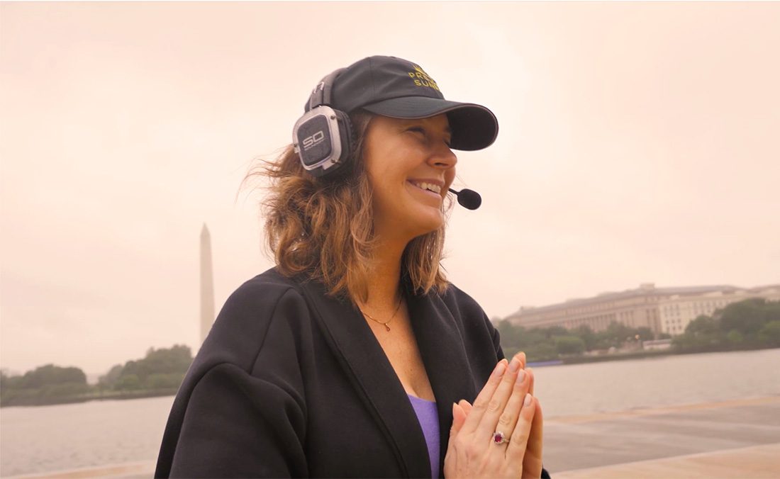 Outdoor silent disco yoga in D.C. with Project Sunrise