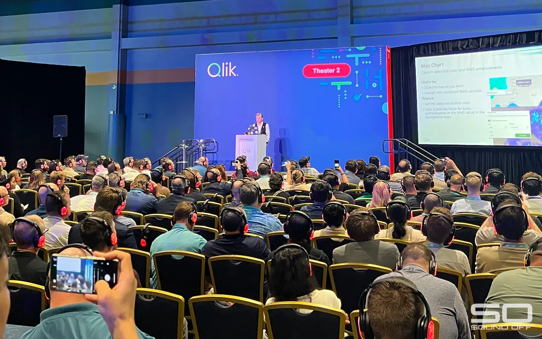 Qlik Conference 2025 uses Sound Off headphones for 10 channel capability